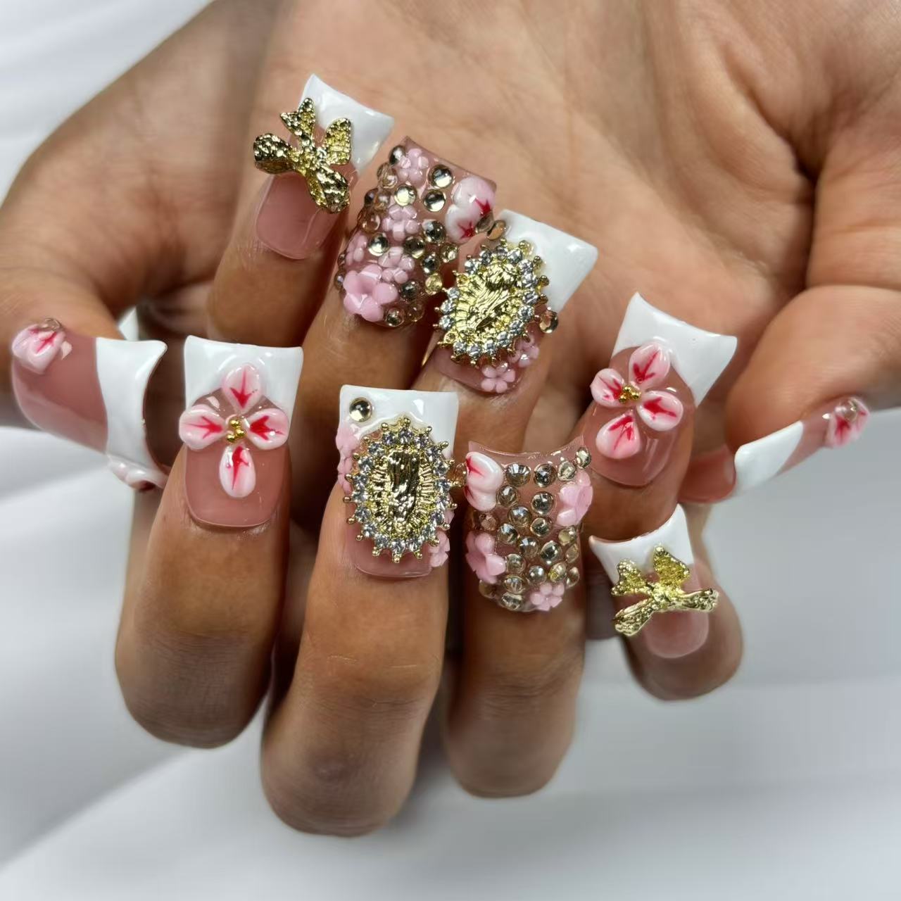 Blossoming Glam Handmade Nails L279