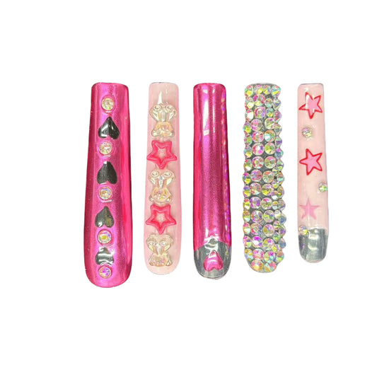 Pink Star Handmade Nails M006