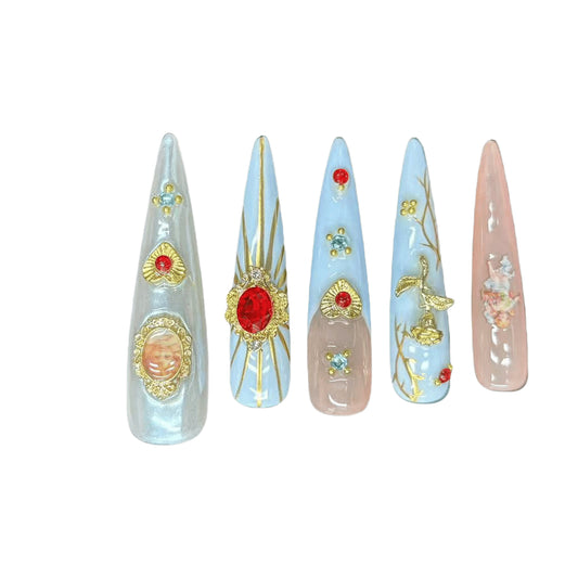 Noble Blue Handmade Nails M081